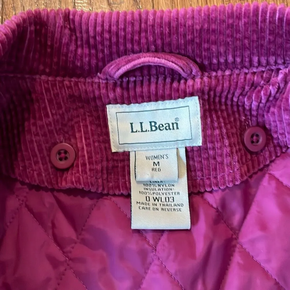 L.L. Bean pink corduroy lined jacket size medium - Image 9