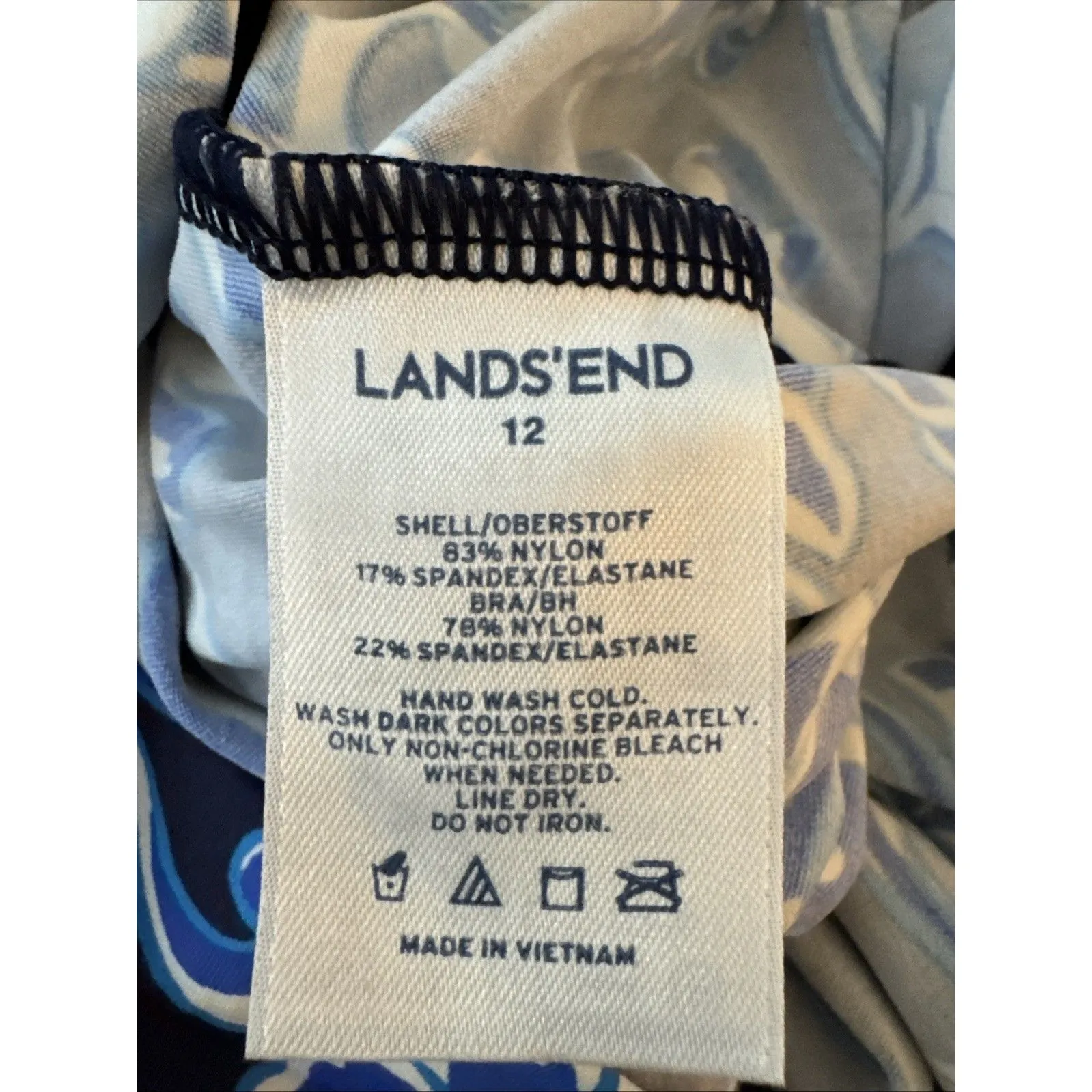 Lands End Women's Blue Floral Tankini Swim Size 12 Soft Cup Blousen - Image 2