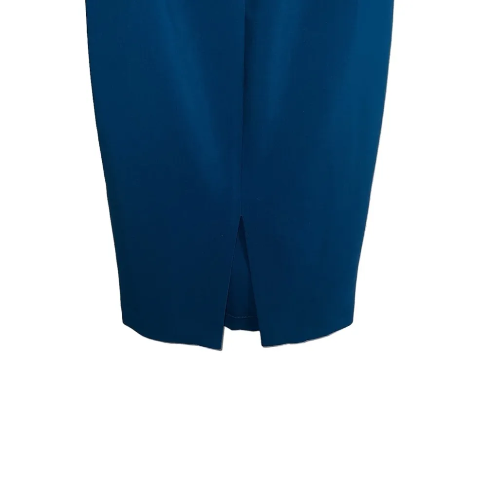 Driggs One Shoulder Strapless Midi Dress In Cerulean Blue Teal - Image 9