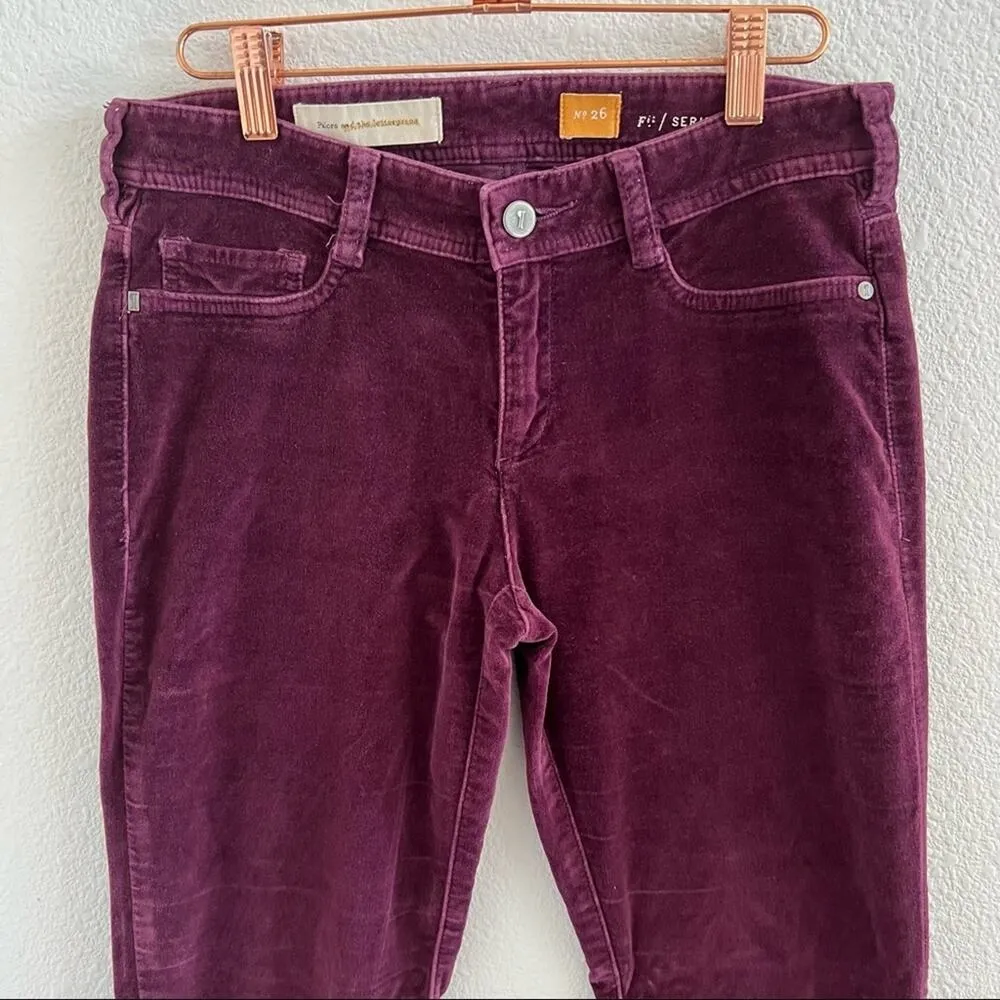 Pilcro and the Letterpress Anthro Serif Velvet Maroon Pants 26 - Image 3