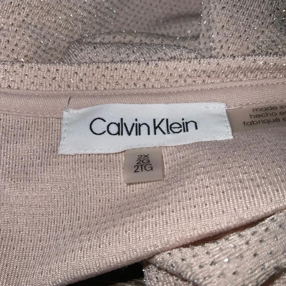 Calvin Klein Shimmer Blush Pink Long Sleeve Asymmetrical Stretch Knit Tunic 2X - Image 10