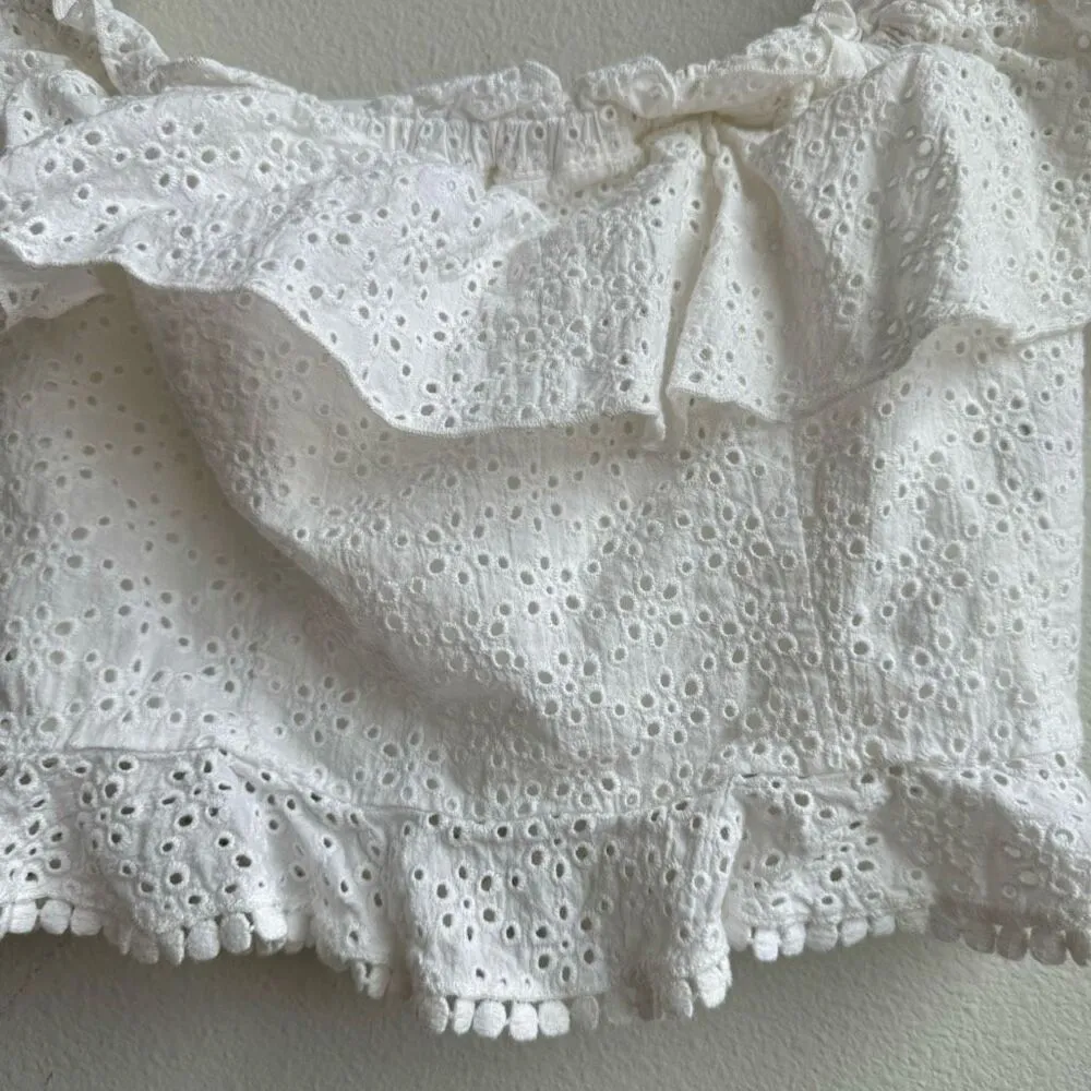 Revolve Majorelle Julianna White Eyelet Lace Off The Shoulder Blouse Size Small - Image 3