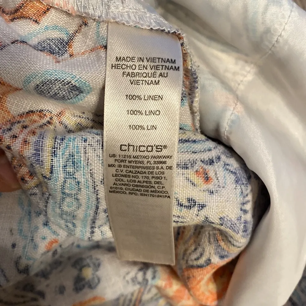 Chico’s Floral Print Elastic Waist Linen Pants Size L - Image 4