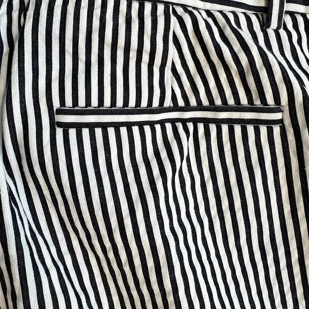 J. Crew Teddie Kick Flare Crop Pants Navy/White Pinstripe Size 2 Size Zip F1171 - Image 8