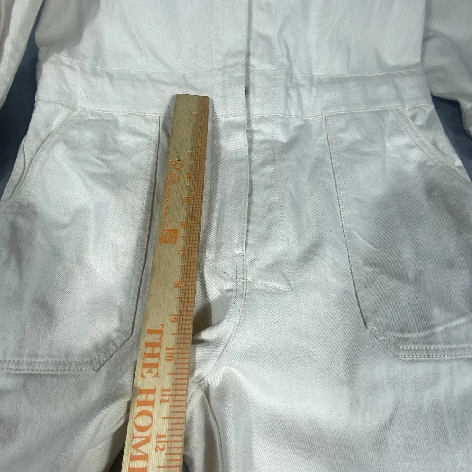 Faherty Jumpsuit Womens Large  Overland‎ Twill Cream Long Sleeve Organic Cotton - Image 14