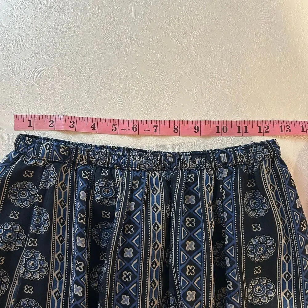 Hollister Boho Maxi Skirt Small Blue Geometric Floral Print Flowy Summer Beach S - Image 4