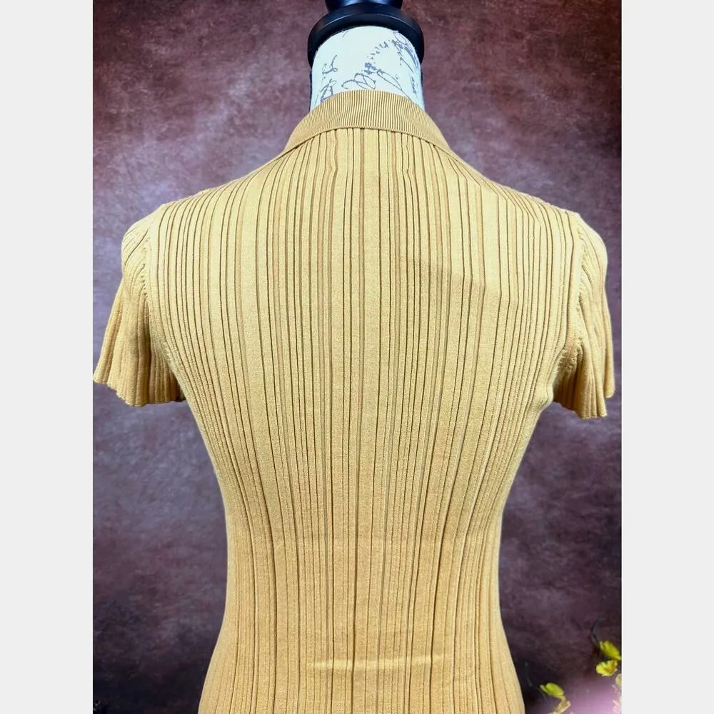 Lita by Ciara Rib Cotton Blend Polo Minidress Iced Coffee M Tan Size M - Image 14