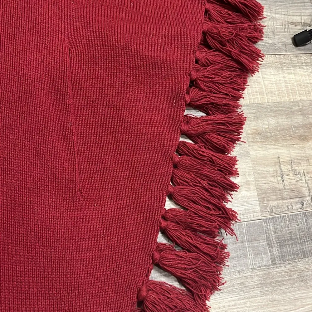 sweater poncho with tassel fringe and southwest/aztec embroidery M - Image 6