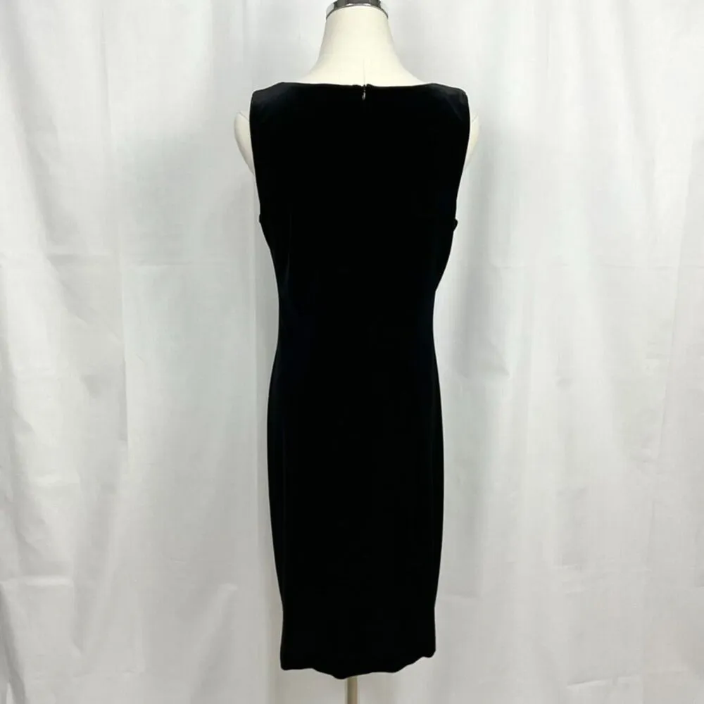 VINTAGE Black Velour Sleeveless Dress Y2K I.N. Studio Sz 10 Party Dance Sheath - Image 6