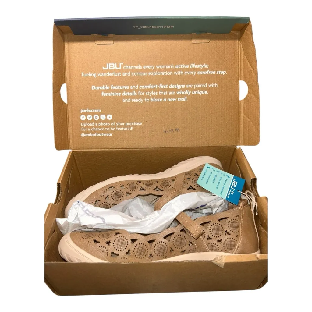 JAMBU & CO JBU Women’s Anne Taupe Shimmer Shoes – Size 8 (New with Box) Tan - Image 3