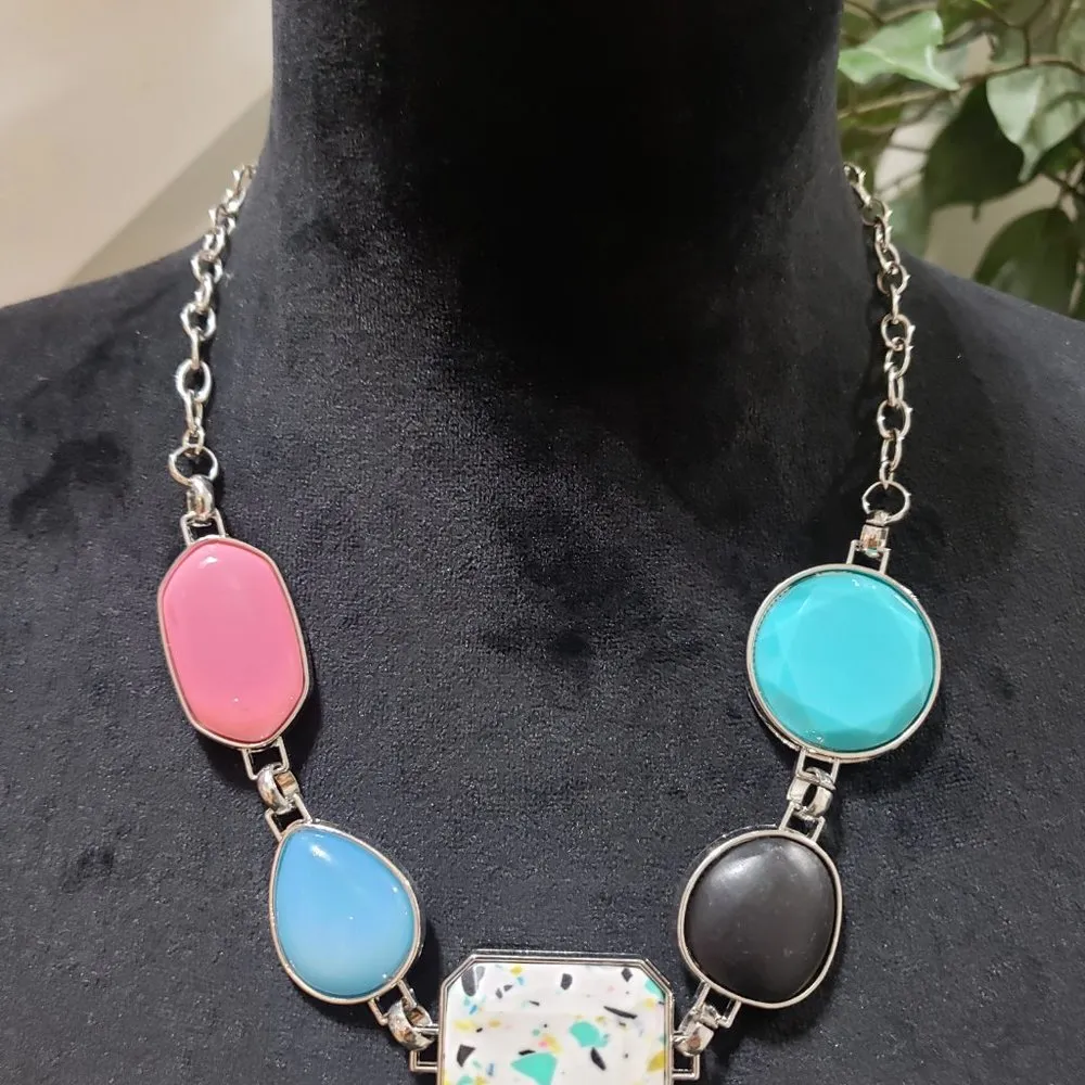 Womens Let The Adventure Begin Multicolor Beaded Necklace Blue - Image 2