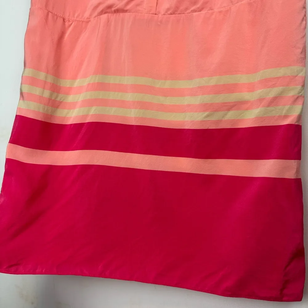 Magaschoni 100% Silk Peach Pink Shift Dress Sz 6 Colorblock - Image 12