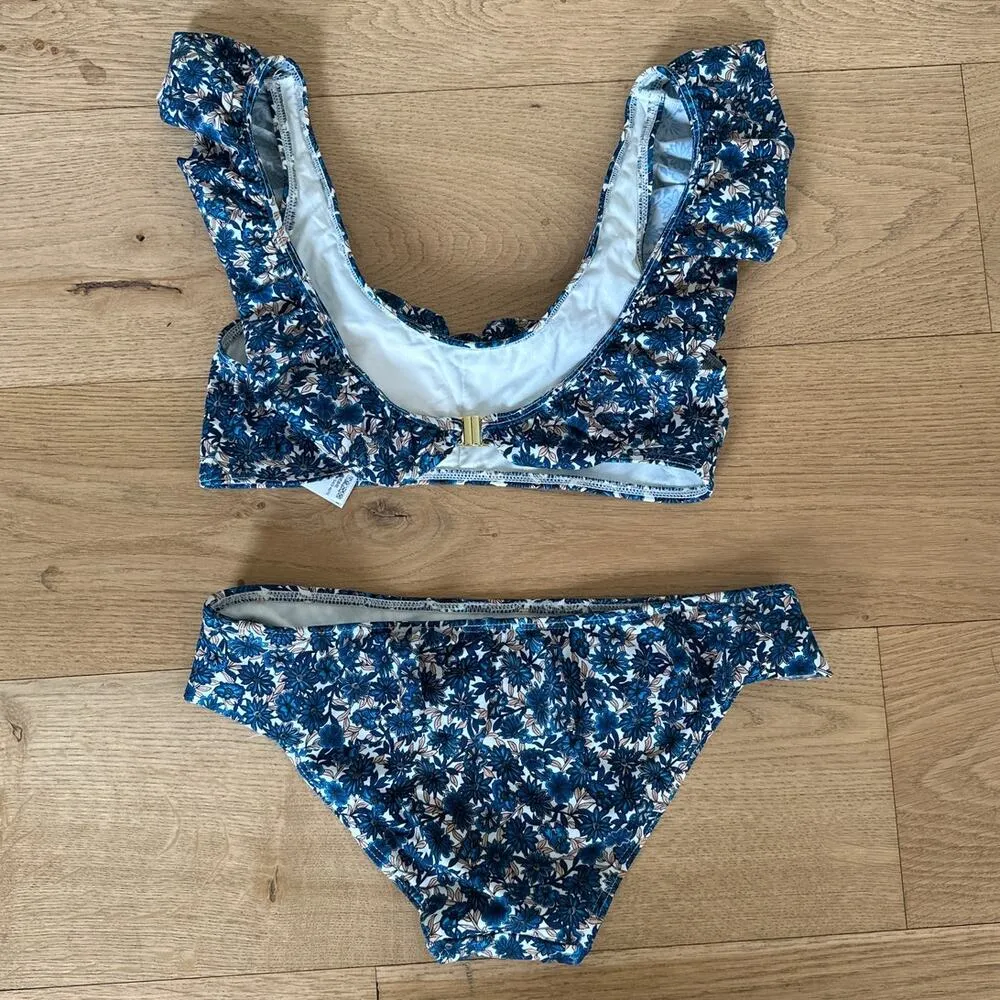 Topshop - Ruffle Strap Floral Bikini In Blue & Pink - Image 4