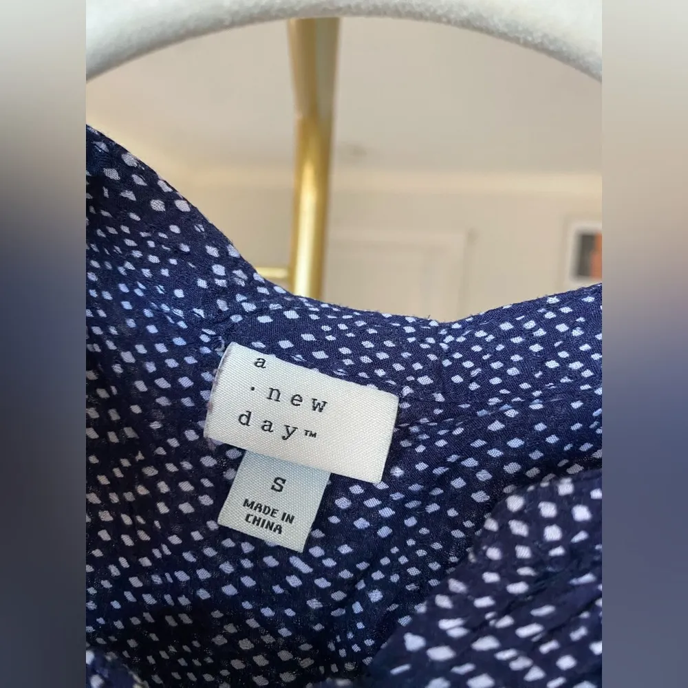 A New Day Blouse Navy White Cottagecore Summer Festival Preppy Sleeveless S - Image 4