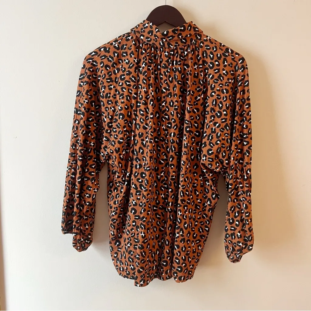 Anthropologie Porridge Abbe Leopard Button Down Top NEW Size Small Brown - Image 9