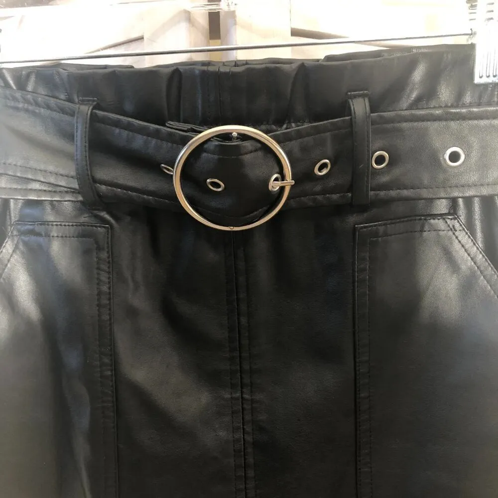 Papaya Black Vegan Leather Mini Skirt Y2K Size Small - Image 5