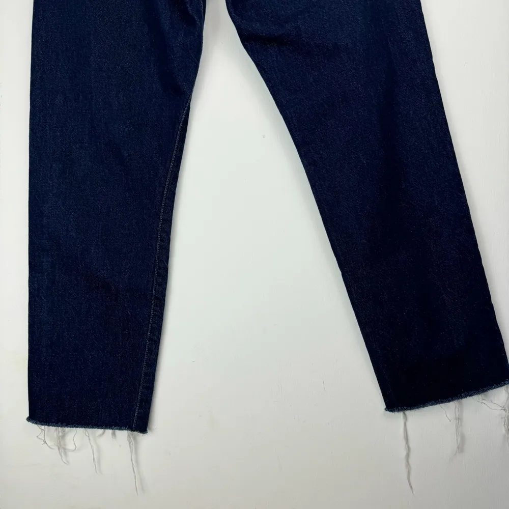 Mango Womens Havana Straight Leg Jeans Sz 1 Dark Wash Button Fly Raw Hem - Image 14