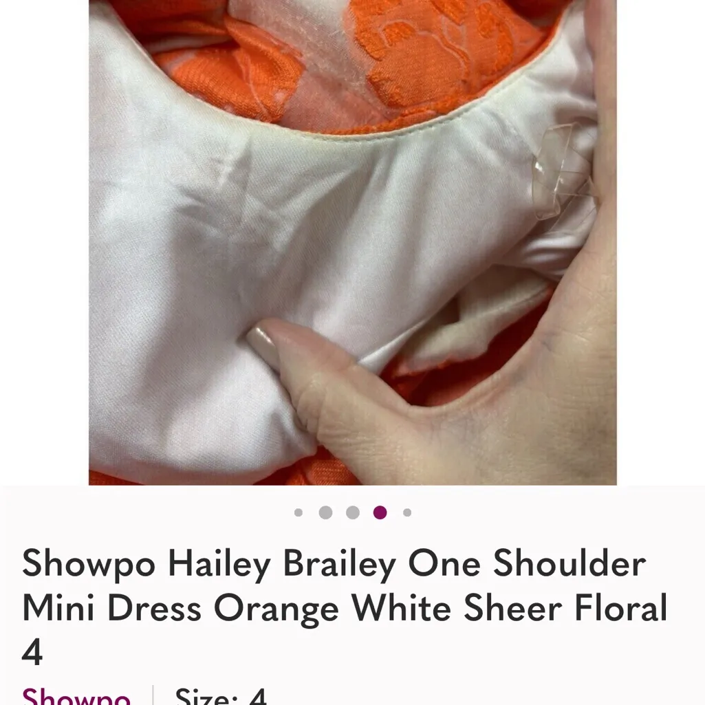 Reverse Orange and White One-Shoulder Dress - Image 5