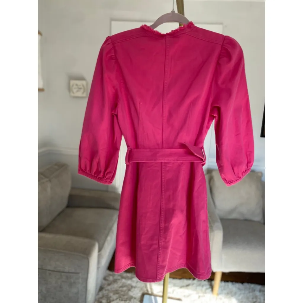 Baum Und Pferdgarten Mini Dress Pink Zip Front Belted Size 34 Barbie European - Image 3