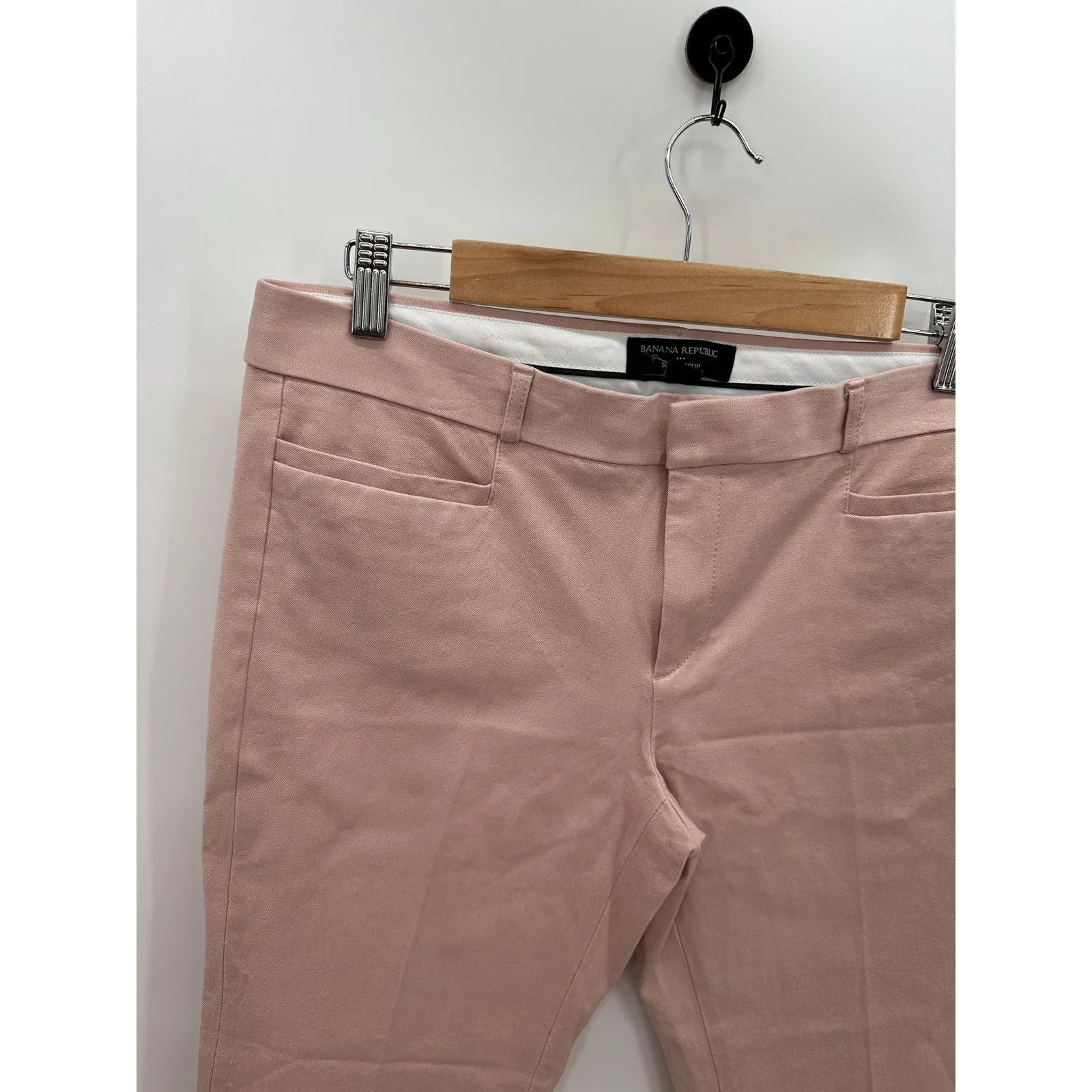 Banana Republic Factory Pants Women 10 Pink Sloan Crop Cotton Blend Hidden Fly - Image 4