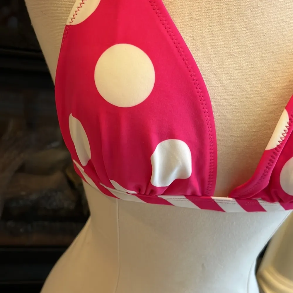 Pink Polka Dot Bikini Top Swimsuit Womens M - Image 5