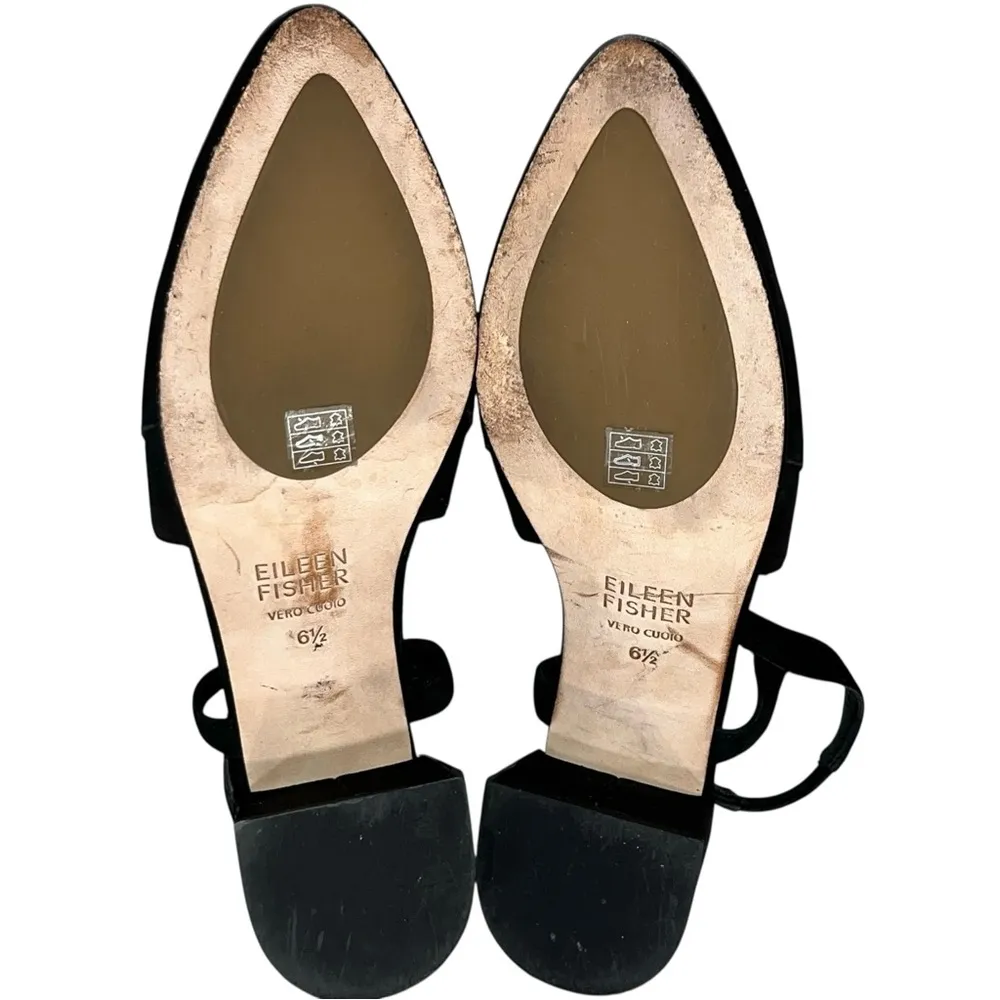 Eileen Fisher Black Gals Slingback Block Heels Pumps Shoes size 6.5 - Image 11