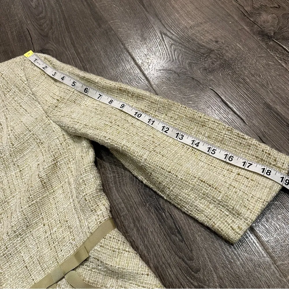 Ann Taylor Women's Size 4 Green Tweed Linen Blend Blazer Career Coquette Barbie - Image 12