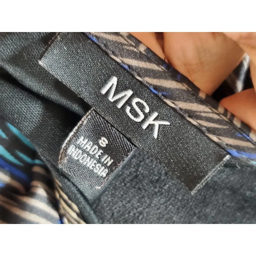 MSK Women Multicolor Polyester Round Neck Short Sleeve Knee Length Dress Size 8 - Image 10