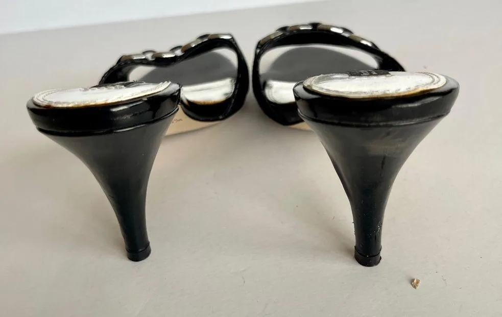 WHBM | Black Heeled Mules Sz 7 - Image 10