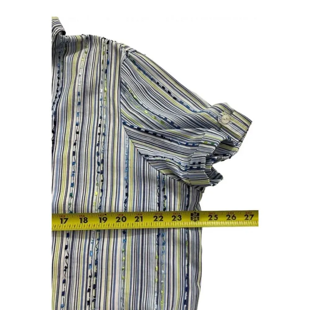 Alfred Dunner Women Size Xl Striped Shirt Button Up Collared Shirt | 22-985 - Image 6