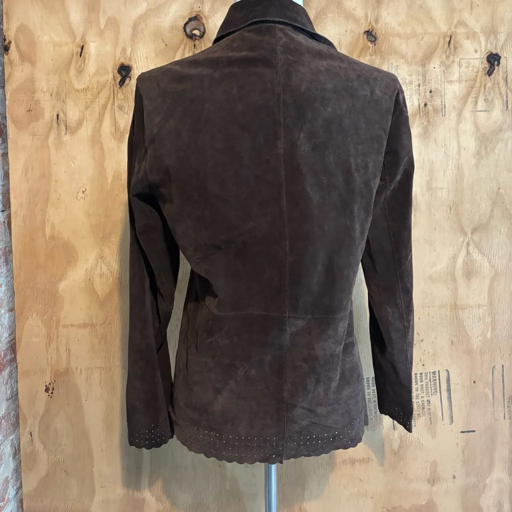 Field Gear Dark Brown Suede Leather Jacket Sz S - Image 2