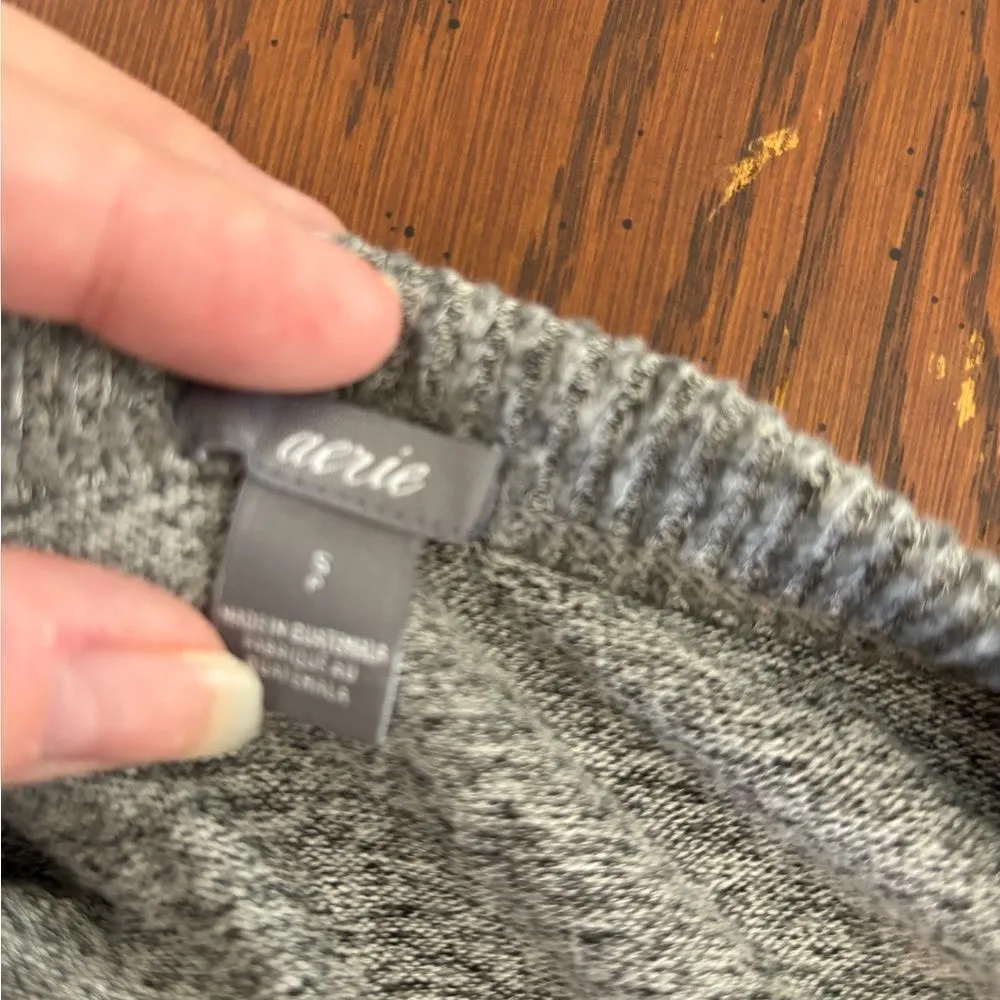 Aerie gray brushed fleece texture long sleeve top S - Image 3