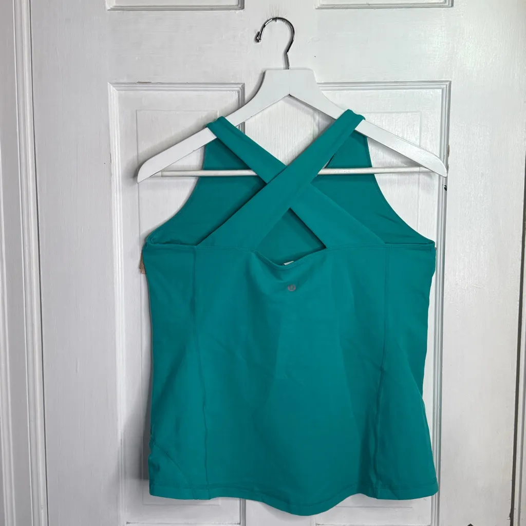 Lululemon Cross Back Zip Pocket Tank in Teal W1997 Sz 12 - Image 4
