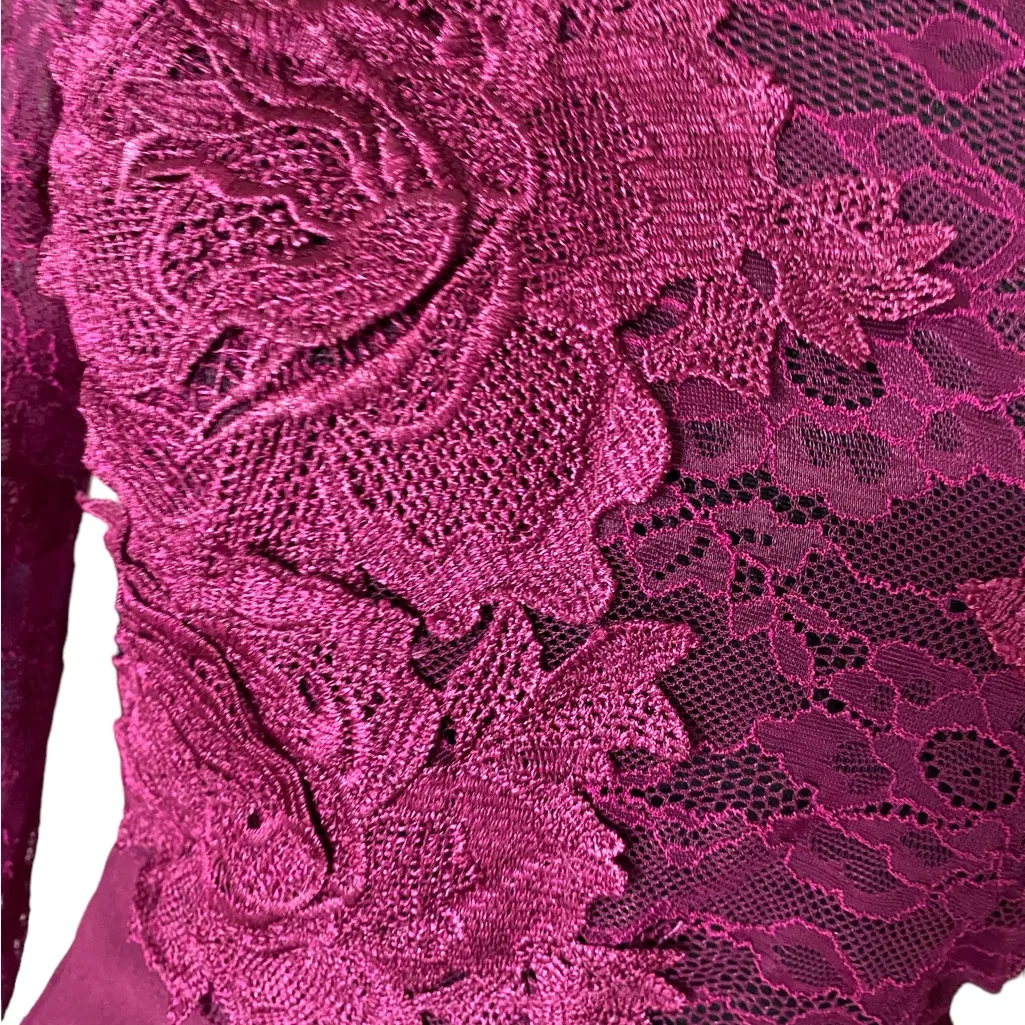 Vintage Charlotte Russe Amaranth Magenta Lace Pencil Dress - Image 7