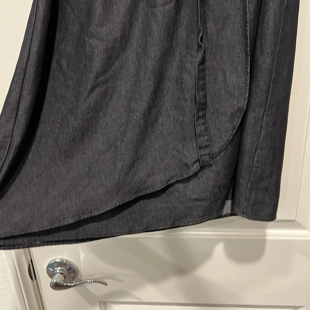 Emma & Michele stunning lightweight black denim faux wrap dress - Image 4