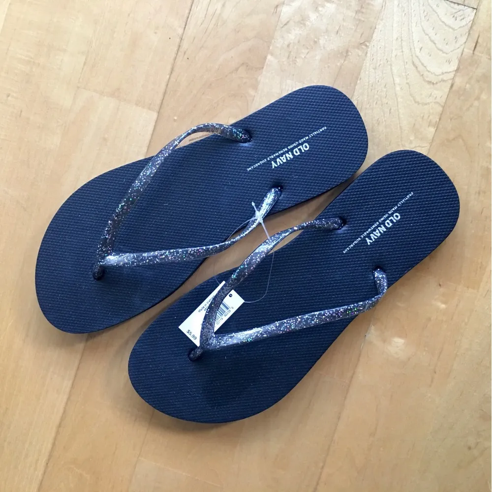 Glitter Sparkle Toe Thong Flip Flops, Black, Colorful, Size 8, NWT - Image 9