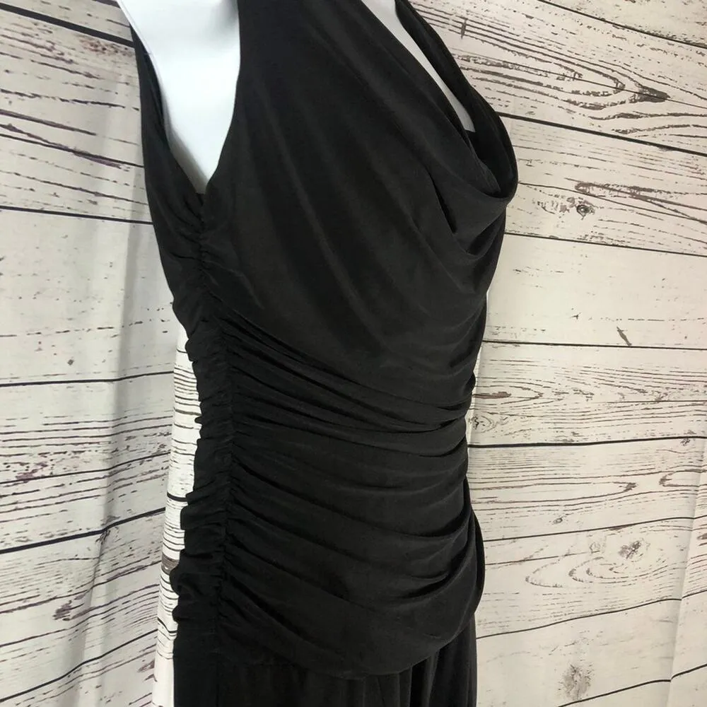 R&M Richards Dressy Cowl neck sleeveless wide legged jumpsuit in black size 6 - Image 11