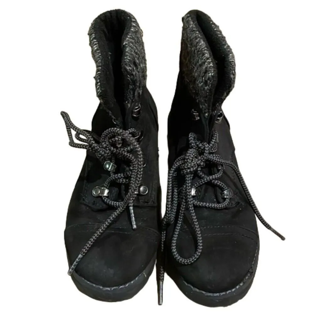 Universal Thread Danica Black Micro Suede Sweater Cuff Combat Boots Womens 6 - Image 3