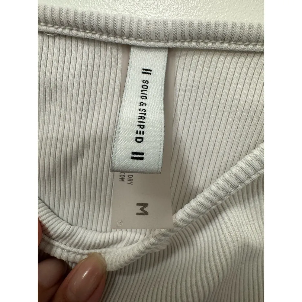 Solid & Striped Micro Ribber Cropped White Tank Top Size Medium - Image 5