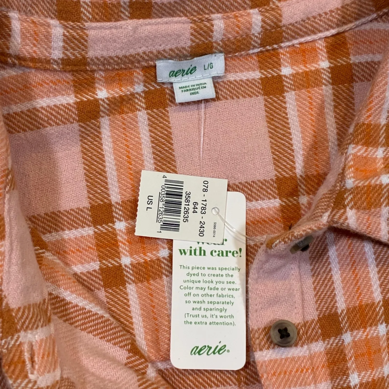 Aerie Womens Large Plaid Flannel Button Down Long Sleeve Shirt Shacket - Image 5