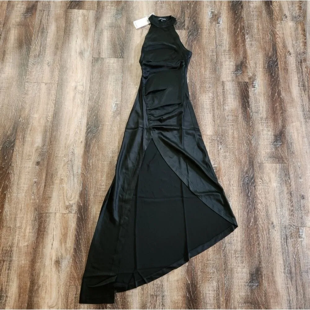Retrofete Sab Dress Black Maxi Halter Satin Size Small NWT Sleeveless - Image 4