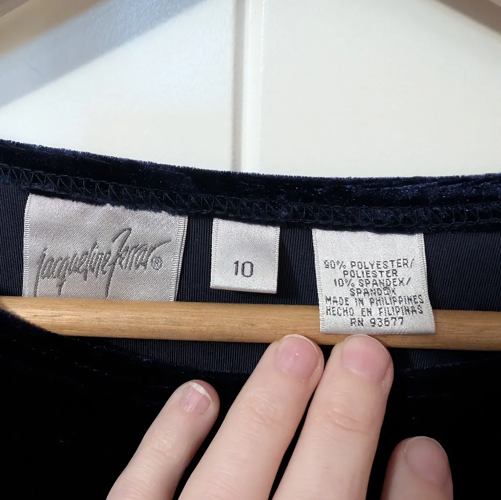 Vintage Jacqueline Ferrar Velvet Long Sleeve Midi Dress W10 Navy - Image 3