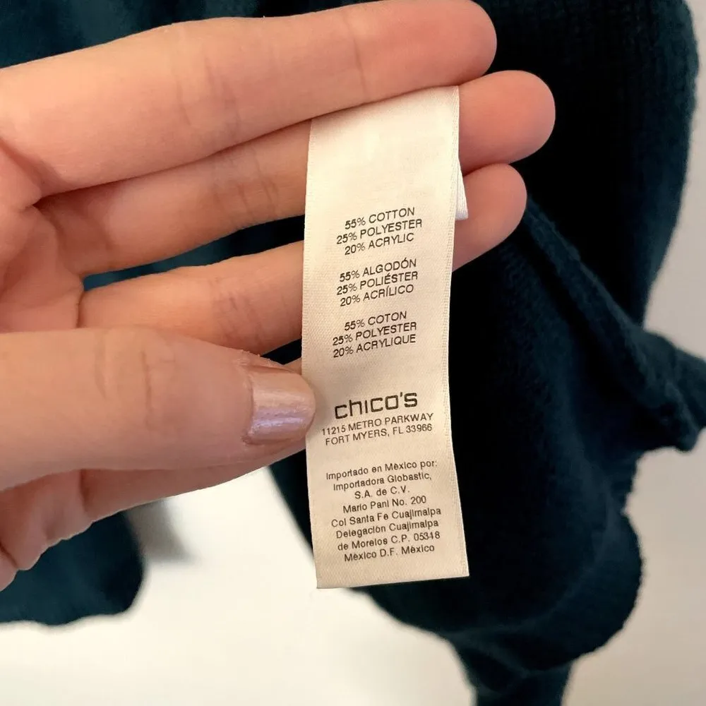 Chico's green long sleeveless cardigan knit warm pockets comfortable layer - Image 5