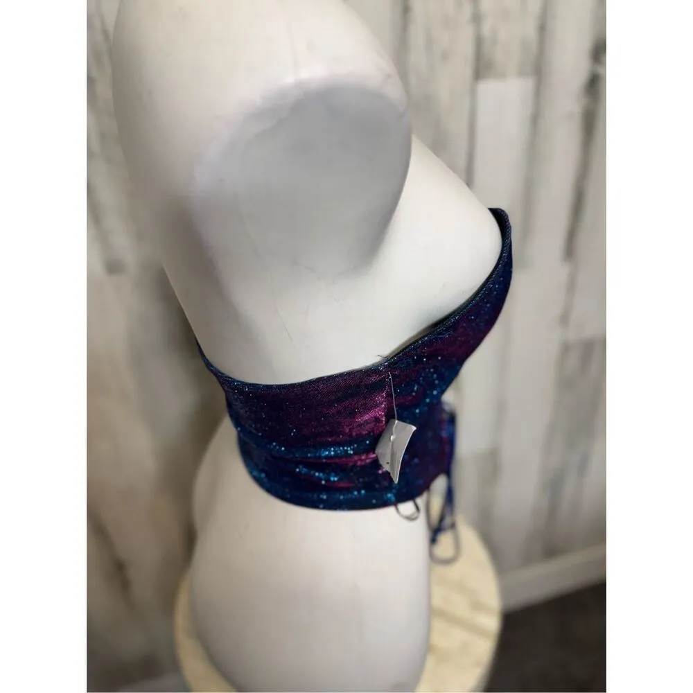 Bear Dance Blue Glitter Lace-Up Tube Top Corset – Size L - Image 13