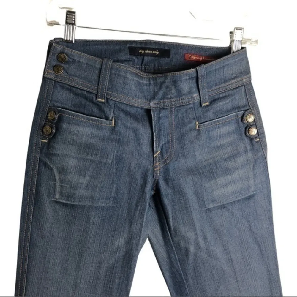 Vintage 80's Citizens Of Humanity By Jerome Dahan Flare Wide Leg Blue Jeans 24 - Image 7