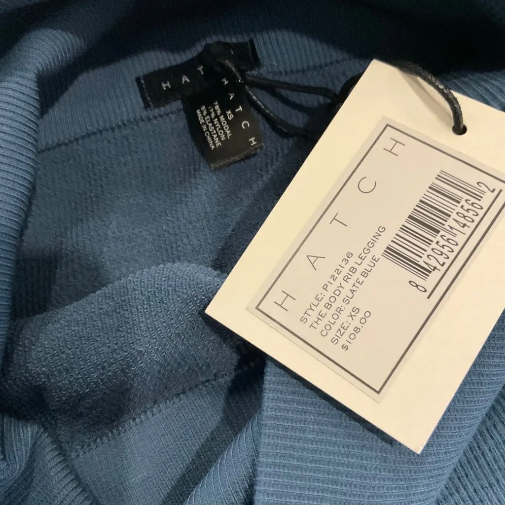 NWT HATCH The Body Rib Legging slate blue turquoise SZ XS belly29 - Image 2