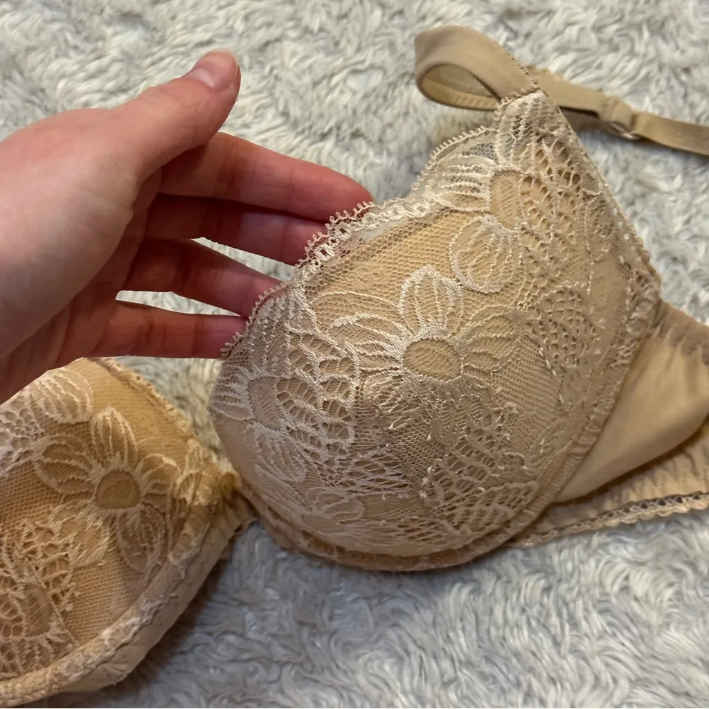 La Perla Lace Underwire Push Up Bra Beige Nude Tan - Image 4