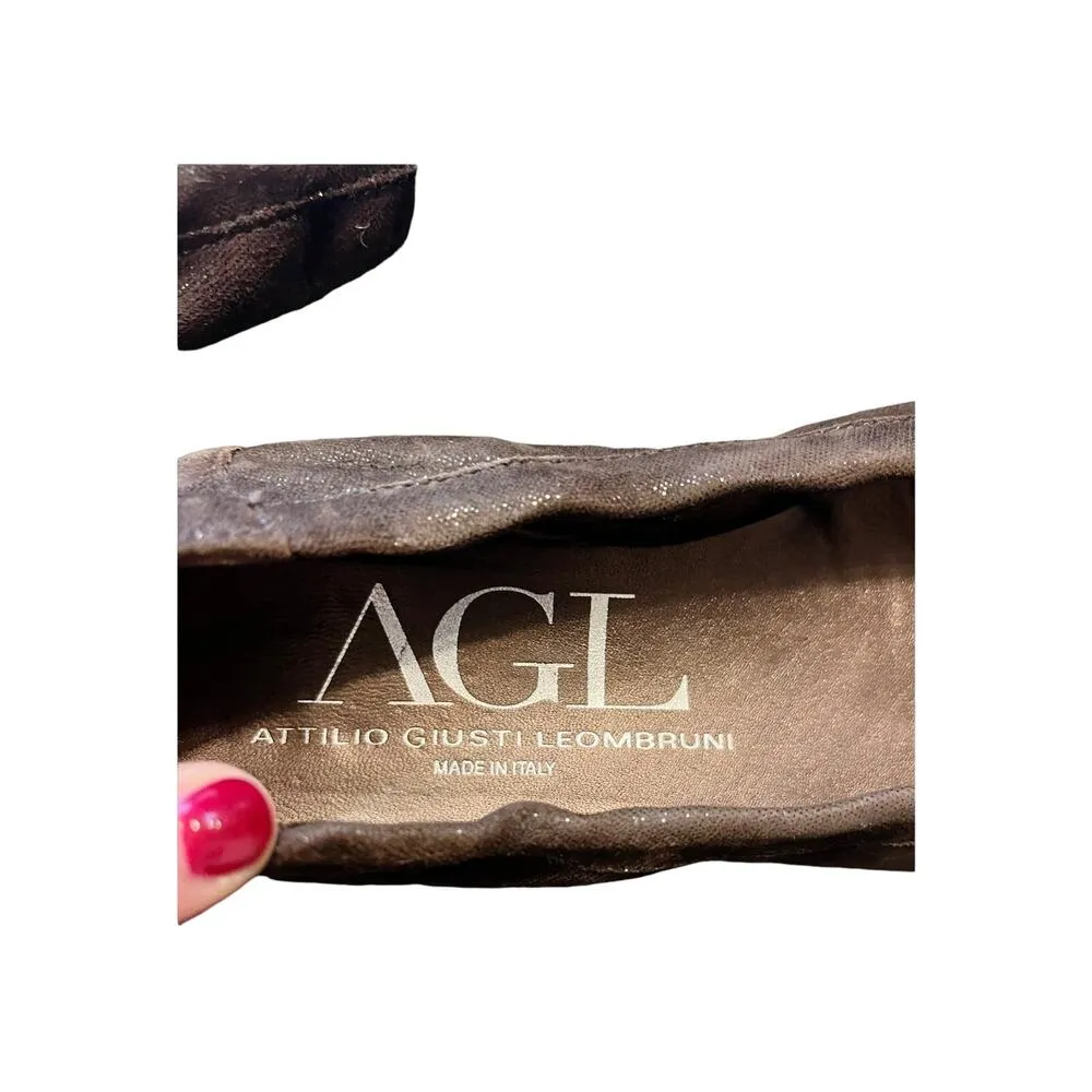 AGL Ballet Flats Brown Monika Cap Toe Suede Patent Leather Shoes Buckle 36 EUC Size 5.5 - Image 10