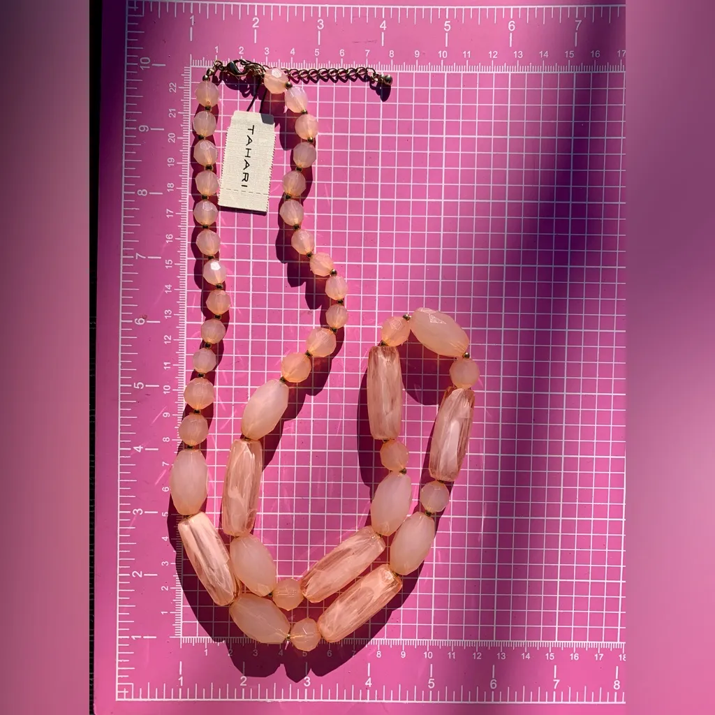 Tahari Elegant Pink Beaded Necklace 32” - Image 6