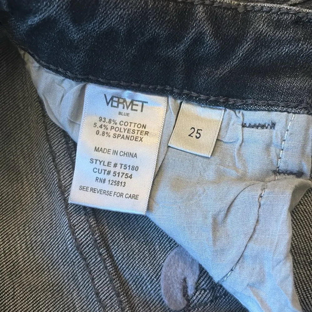 Distressed Gray Wash Slim Straight Leg Jeans — size 25 - Image 7